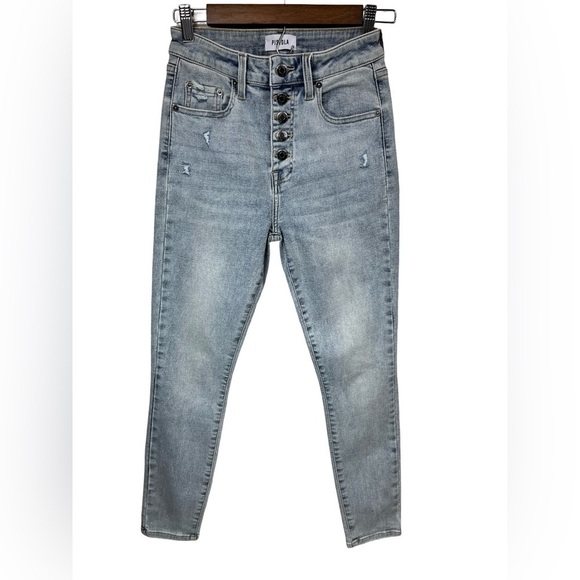 Pistola High Rise Exposed Front Button Up Slightly Distressed Skinny Jean 26 - Picture 1 of 11